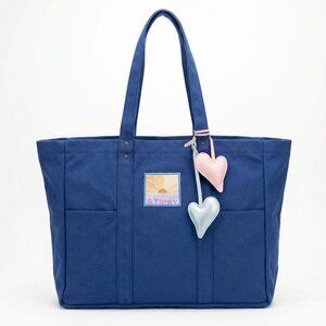 Large Cotton embellished Tote Bag, "Tanned & Tipsy"  with charms